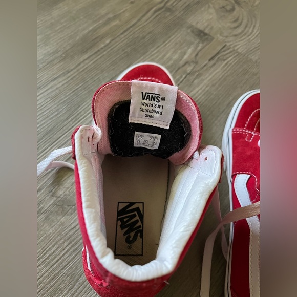 VANS SK8 Hi-Top Red Sneakers/Shoes Unisex SIZE 7 Women’s | 5.5 Men’s - Picture 4 of 5